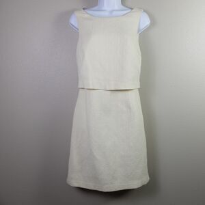 Banana Republic Factory Cream Peplum Shift Sheath Dress Size 4
